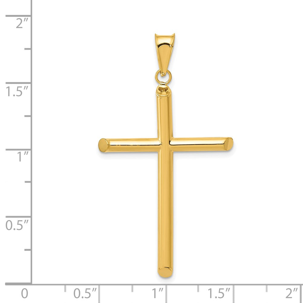 Million Charms 14K Yellow Gold Themed 3-D Polished Hollow Relgious Cross Pendant