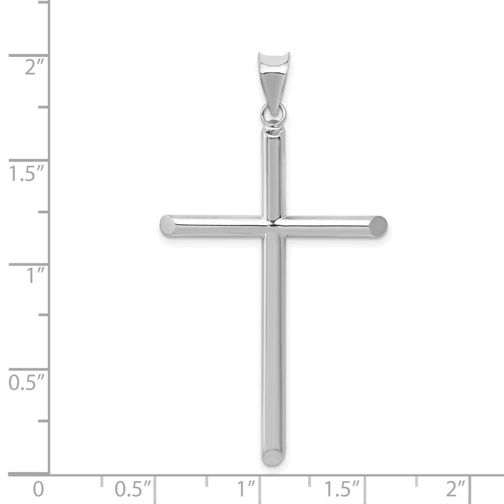 Million Charms 14K White Gold Themed Polished Hollow Relgious Cross Pendant