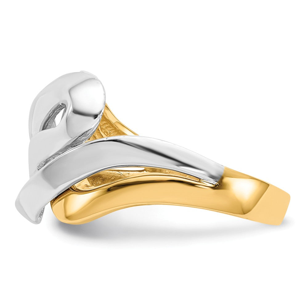 14k & Rhodium Swirl Ring, Size: 6