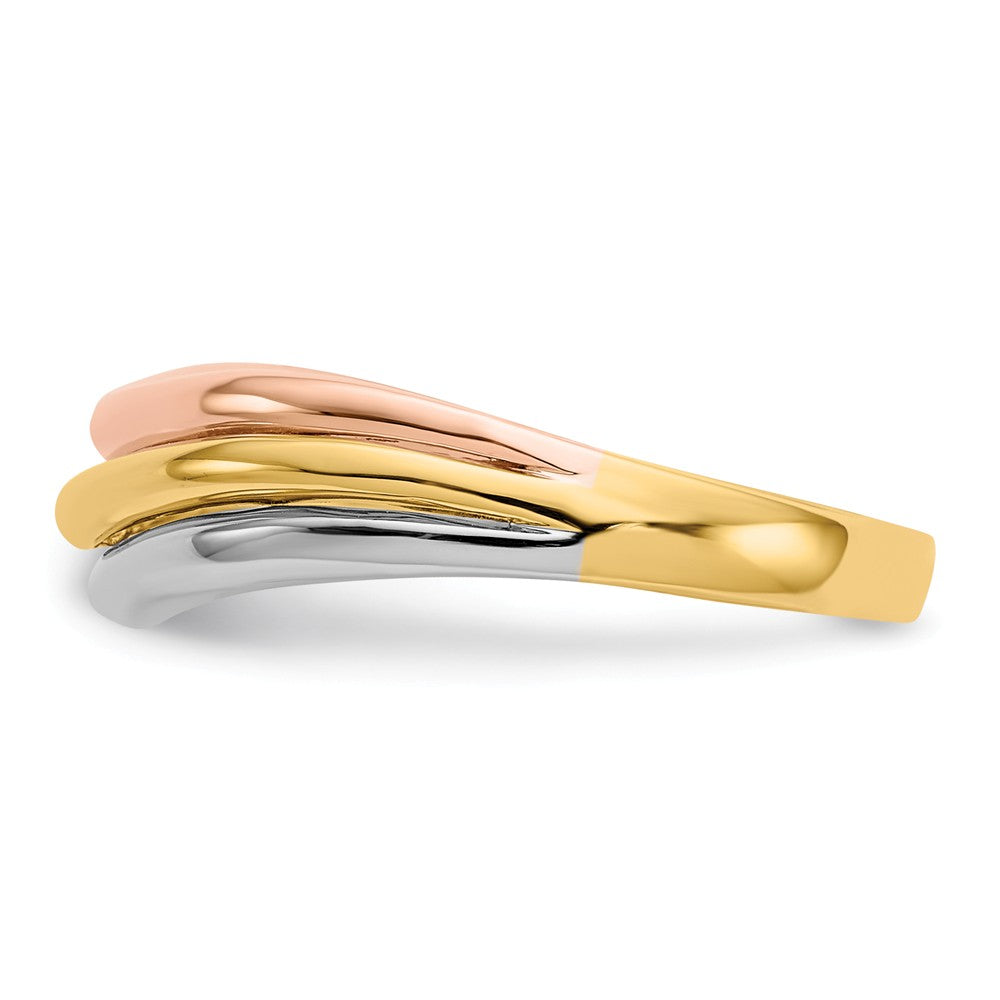 14K Tri-Color Gold Open Fancy Ring, Size: 7