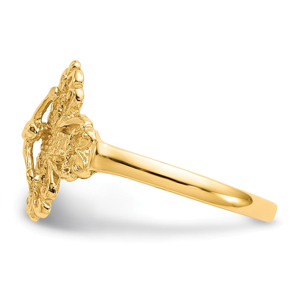 Anillo de crucifijo con corte de diamante en oro amarillo de 14k, Talla: 6