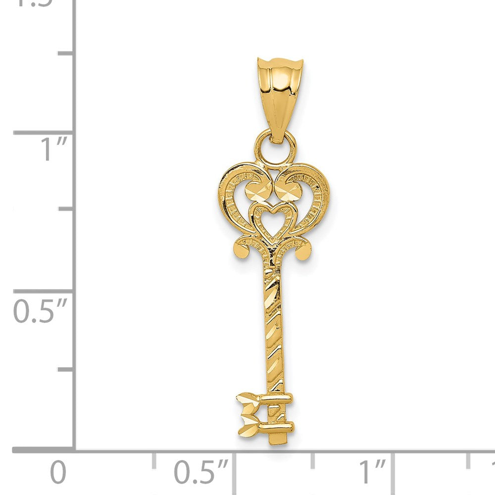 Million Charms 14K Yellow Gold Themed Diamond-Cut Key Pendant