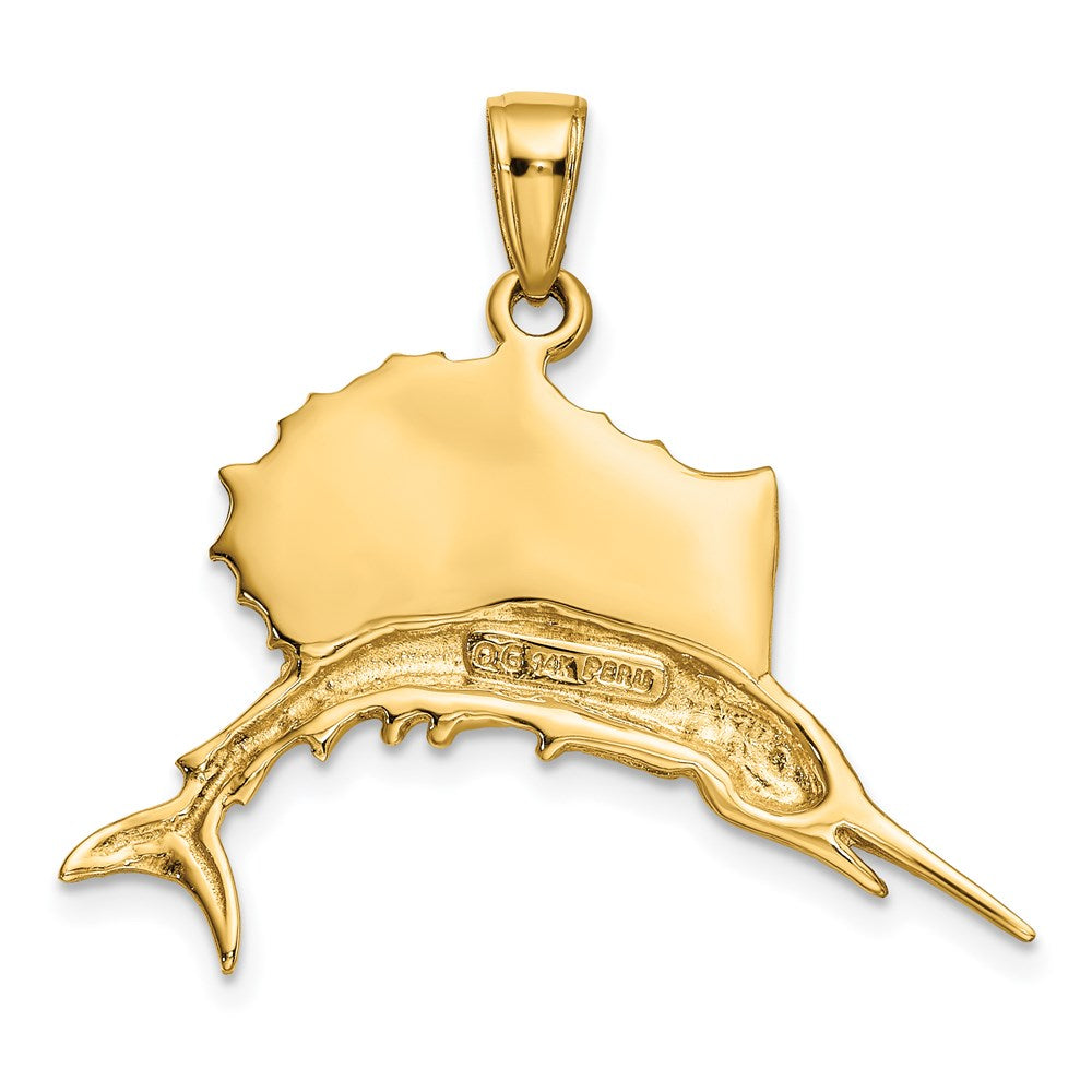 Million Charms 14K Yellow Gold Themed, Rhodium-plated Sailfish Pendant