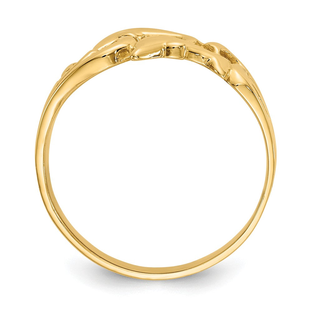14k Yellow Gold Double Dolphins with Waves Ring, Size: 6.5