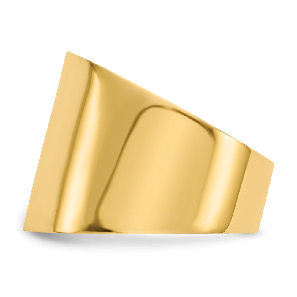 14k Yellow Gold 15mm Flat-top Tapered Cigar Wedding Band Ring, Size: 7