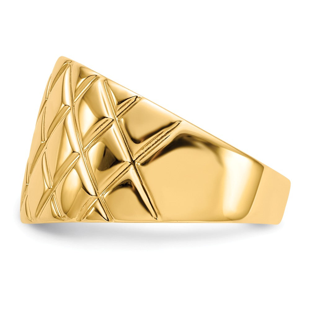 14k Yellow Gold Marquise Pattern Dome Ring, Size: 7