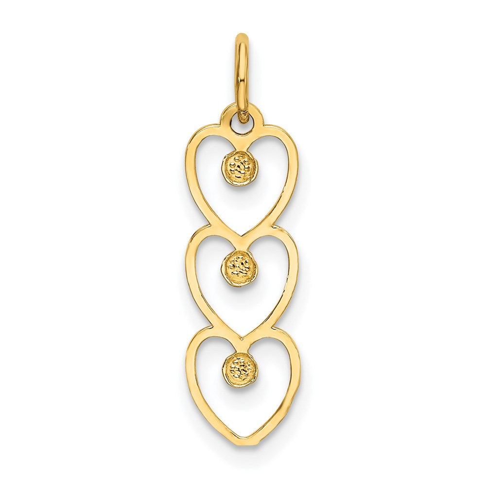 Million Charms 14K Yellow Gold Themed, Rhodium-plated Polished Hearts Charm