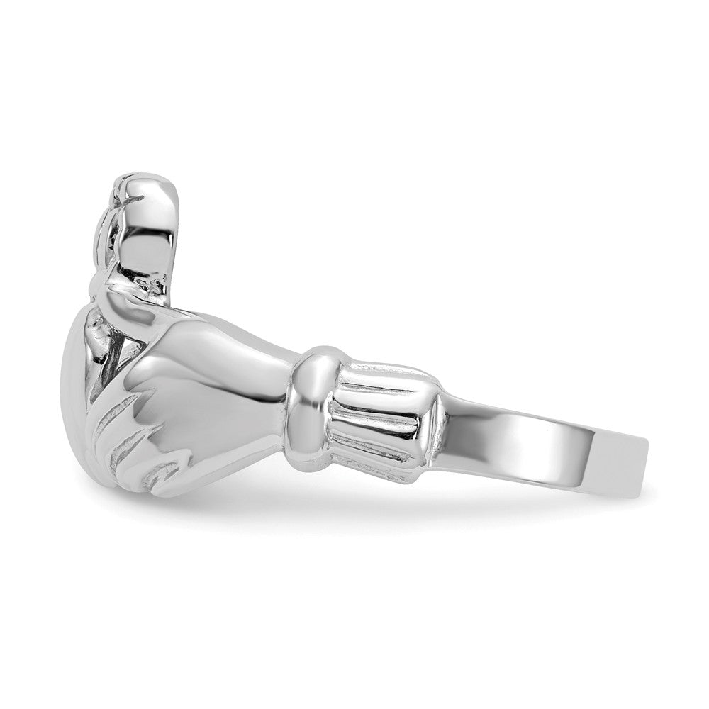 14k White Gold Men's Claddagh Ring, Size: 9