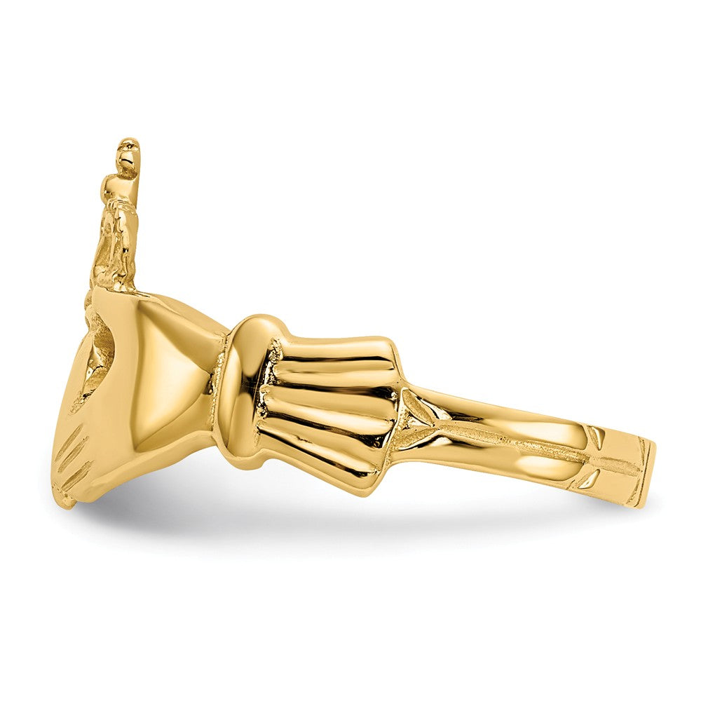 14k Yellow Gold Polished Claddagh Ring, Size: 7