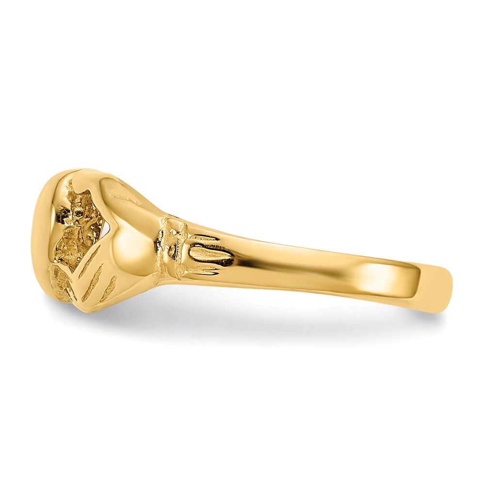14k Yellow Gold Polished Claddagh Toe Ring, Size: 2