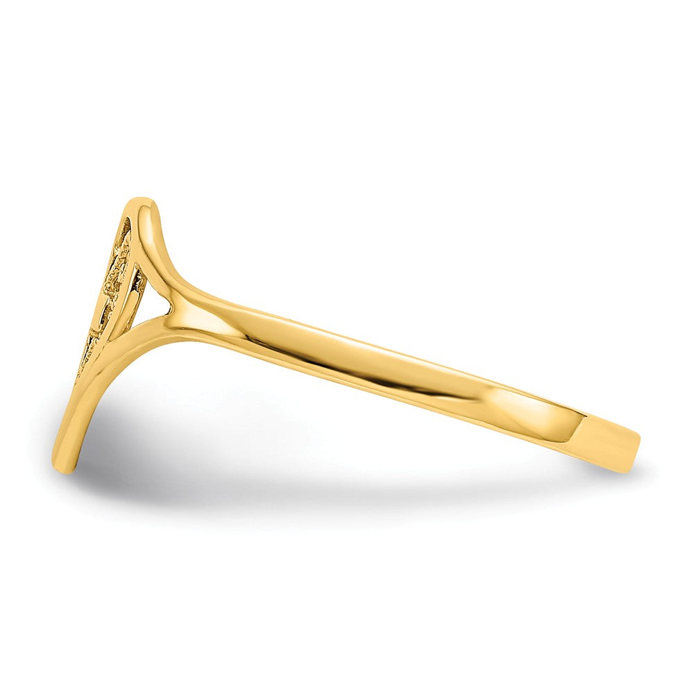 14k Yellow Gold Polished Heart with Cross Ring, Size: 6.75