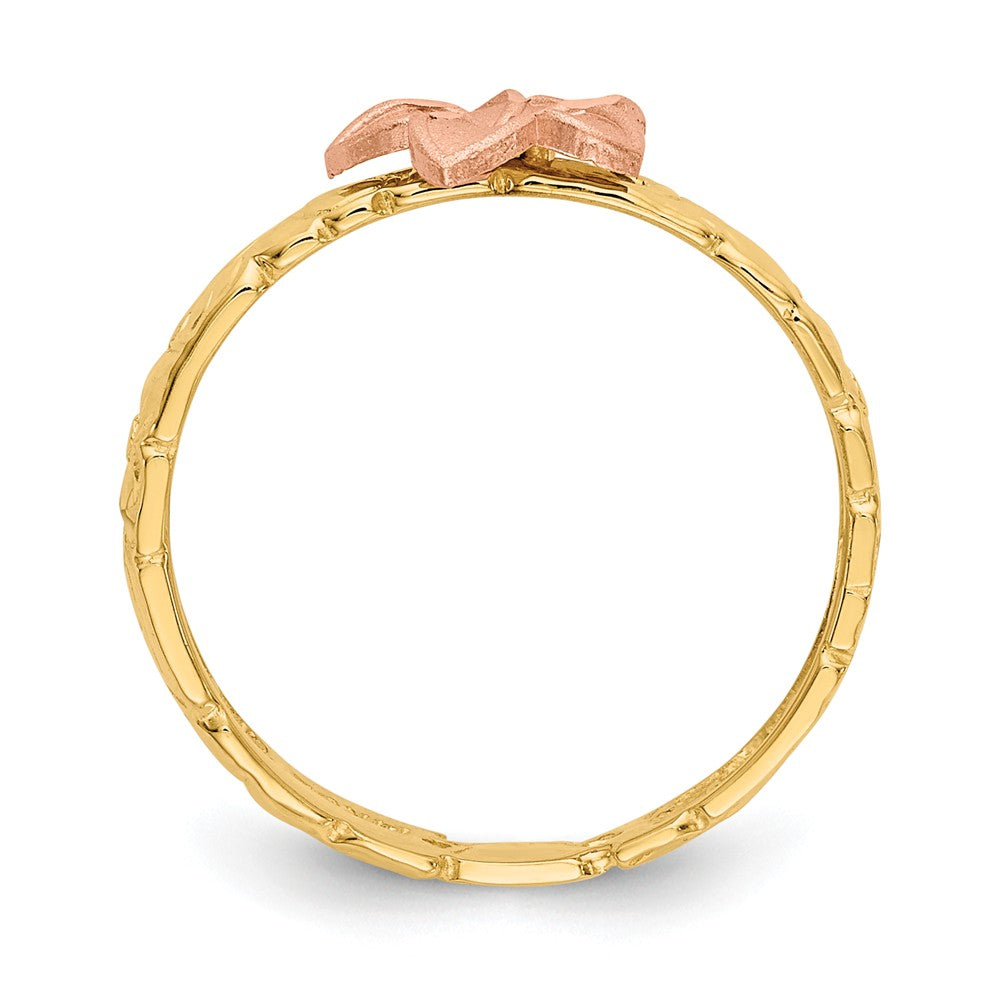 14K Two Tone Plumeria Baby Ring, Size: 3