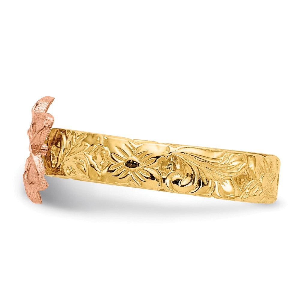14K Two Tone Plumeria Baby Ring, Size: 3