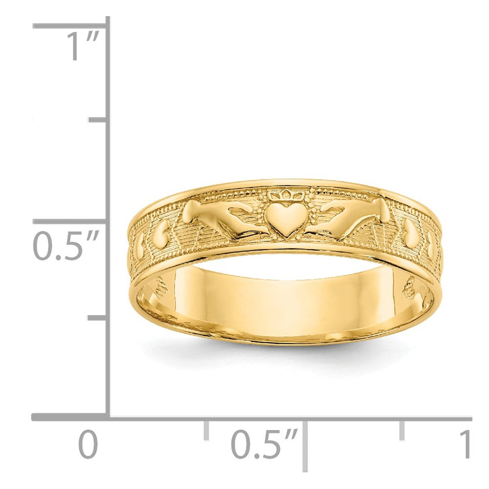 14k Yellow Gold Polished Claddagh Ring, Size: 8.5