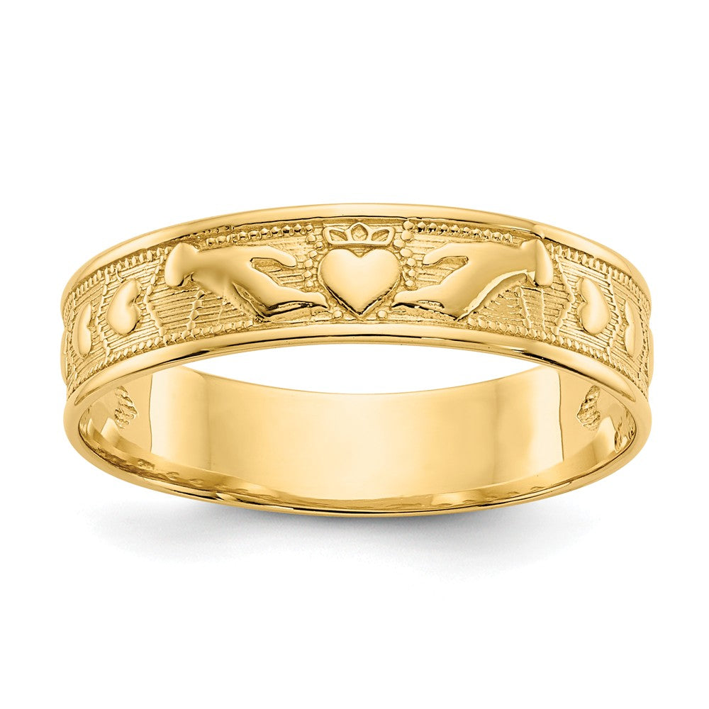 14k Yellow Gold Polished Claddagh Ring, Size: 8.5