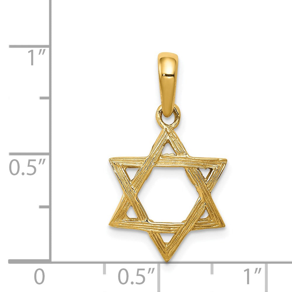 Million Charms 14K Yellow Gold Themed Religious Jewish Star Of David Pendant