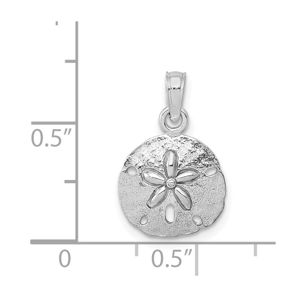 Million Charms 14K White Gold Themed Polished Sand Dollar Pendant