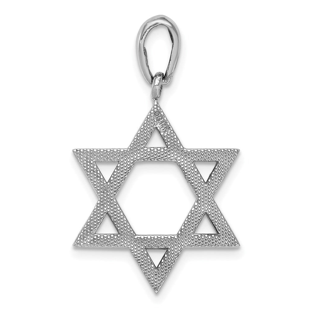 Million Charms 14K White Gold Themed Religious Jewish Star Of David Pendant