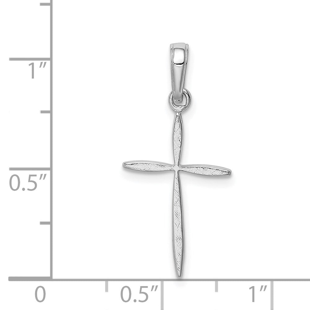 Million Charms 14K White Gold Themed Polished Stick Relgious Cross With Tapered Ends Pendant