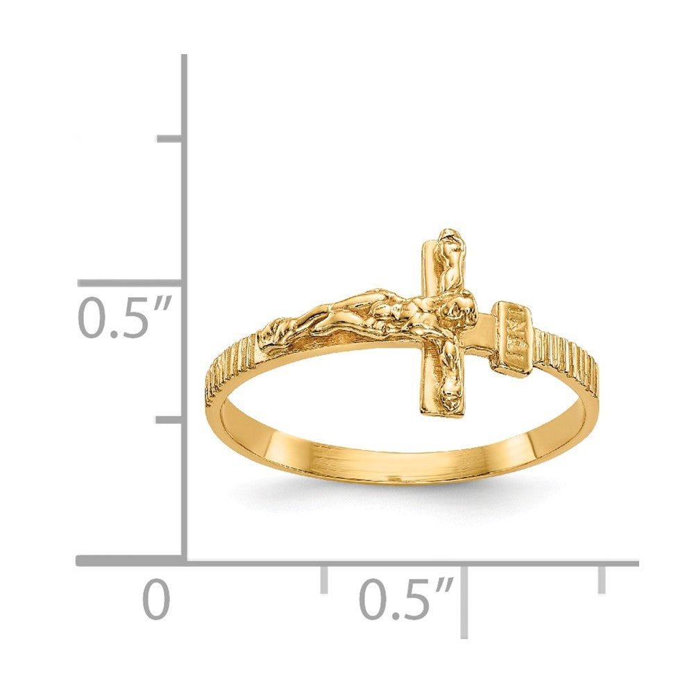 14k Yellow Gold Gold Polished Jesus Wedding Band Ring, Size: 6