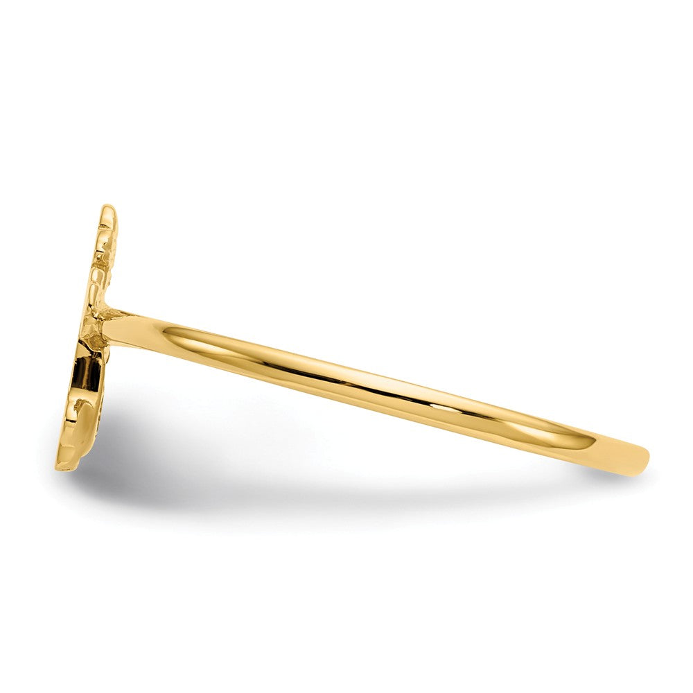 14k Yellow Gold Polished Cross Ring, Size: 7