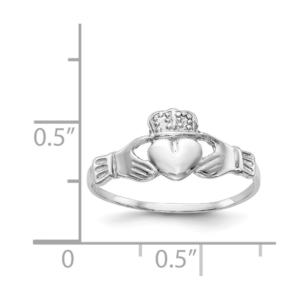 14k White Gold Polished Claddagh Ring, Size: 7