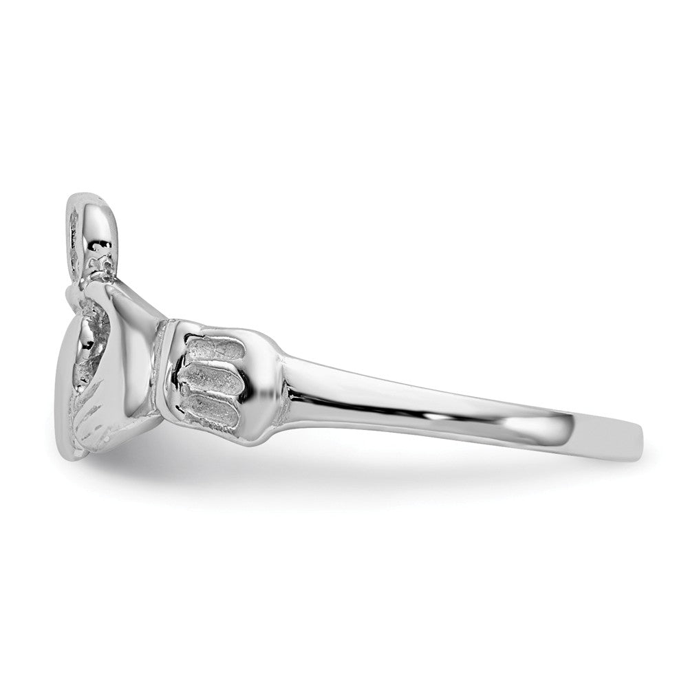 14k White Gold Polished Claddagh Ring, Size: 6