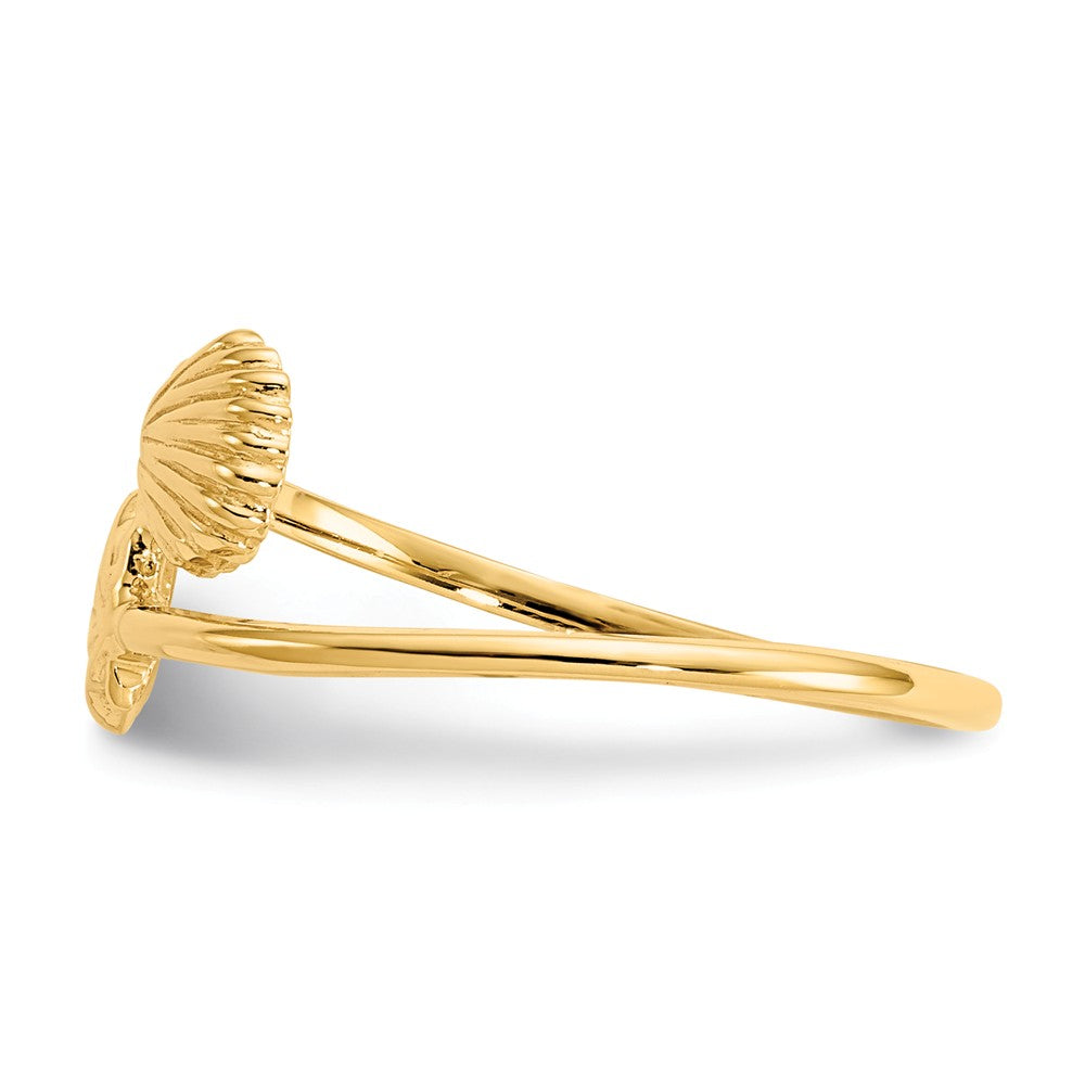 14k Yellow Gold Polished Shells Ring, Size: 7