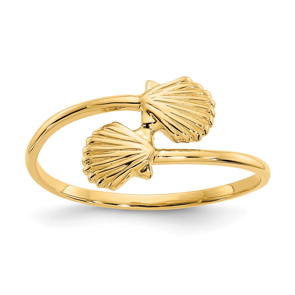 14k Yellow Gold Polished Shells Ring, Size: 7