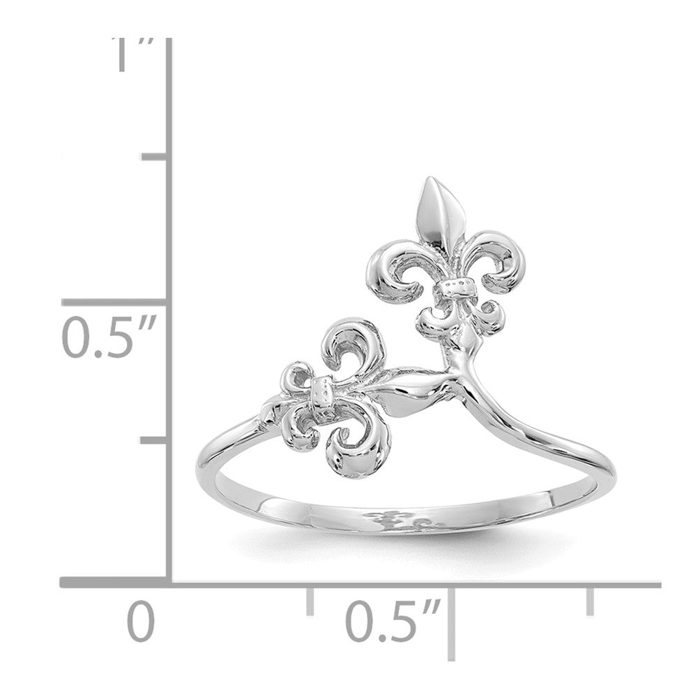 14k White Gold Polished Fleur De Lis Ring, Size: 7