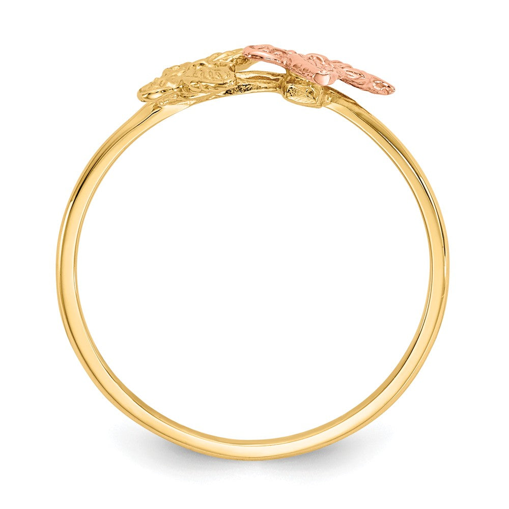 14k Two-Tone Gold Polished Butterfly Ring, Size: 7