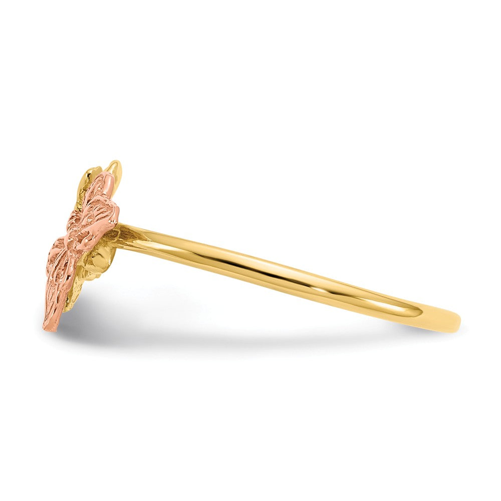 14k Two-Tone Gold Polished Butterfly Ring, Size: 7