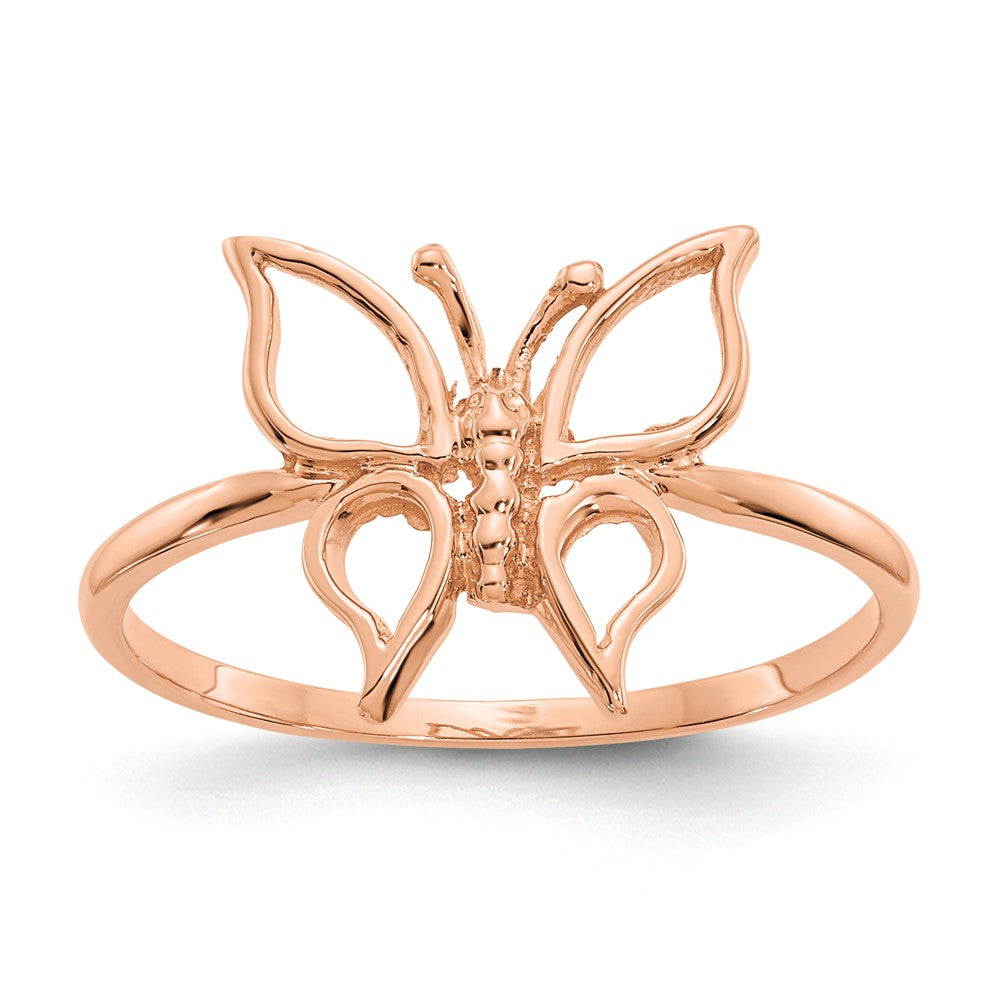 14k Rose Gold Polished Butterfly Ring, Size: 7