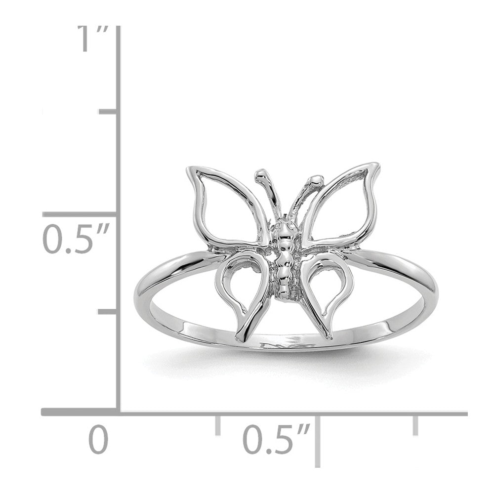 14k White Gold Polished Butterfly Ring, Size: 7