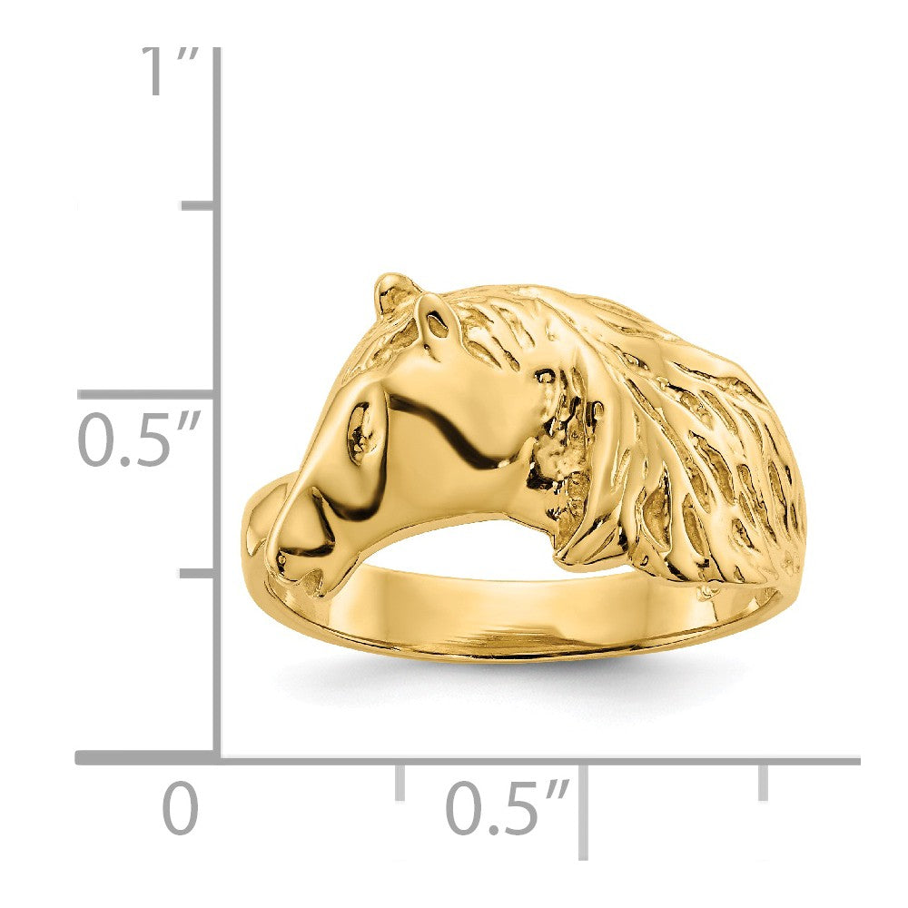 14k Yellow Gold Gold Polished Horse Head Ring, Size: 7