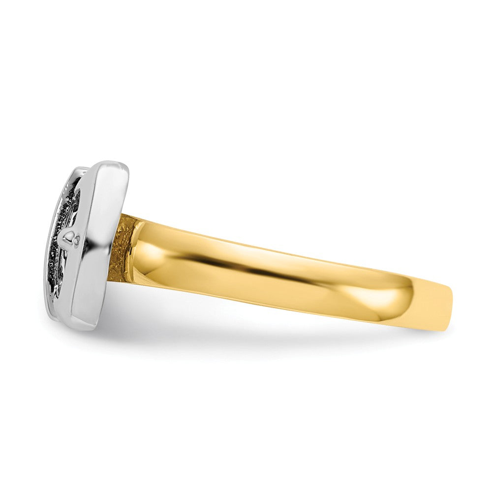 14k Two-Tone Gold Polished Buckle Ring, Size: 7