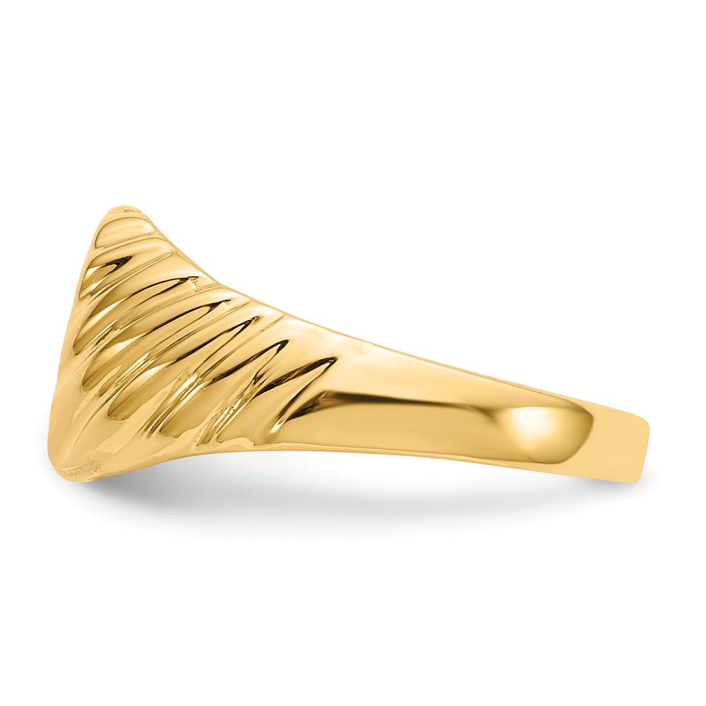 14k Yellow Gold Gold Polished Baby Rectangle Signet with Stripes Ring, Size: 2.5