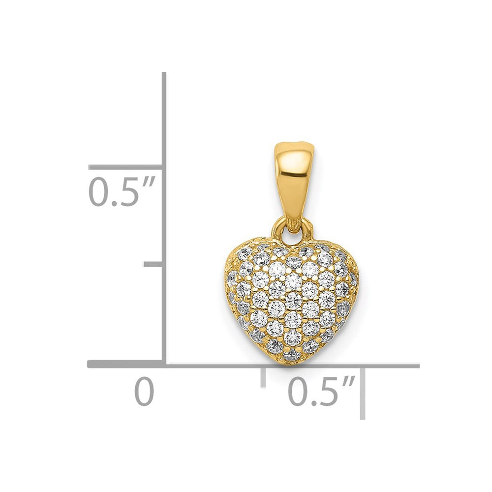 Million Charms 14K Yellow Gold Themed Polished (Cubic Zirconia) CZ Heart Pendant