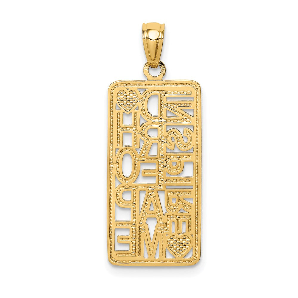 Million Charms 14K Yellow Gold Themed Polished Inspire, Dream, Hope Rectangular Pendant