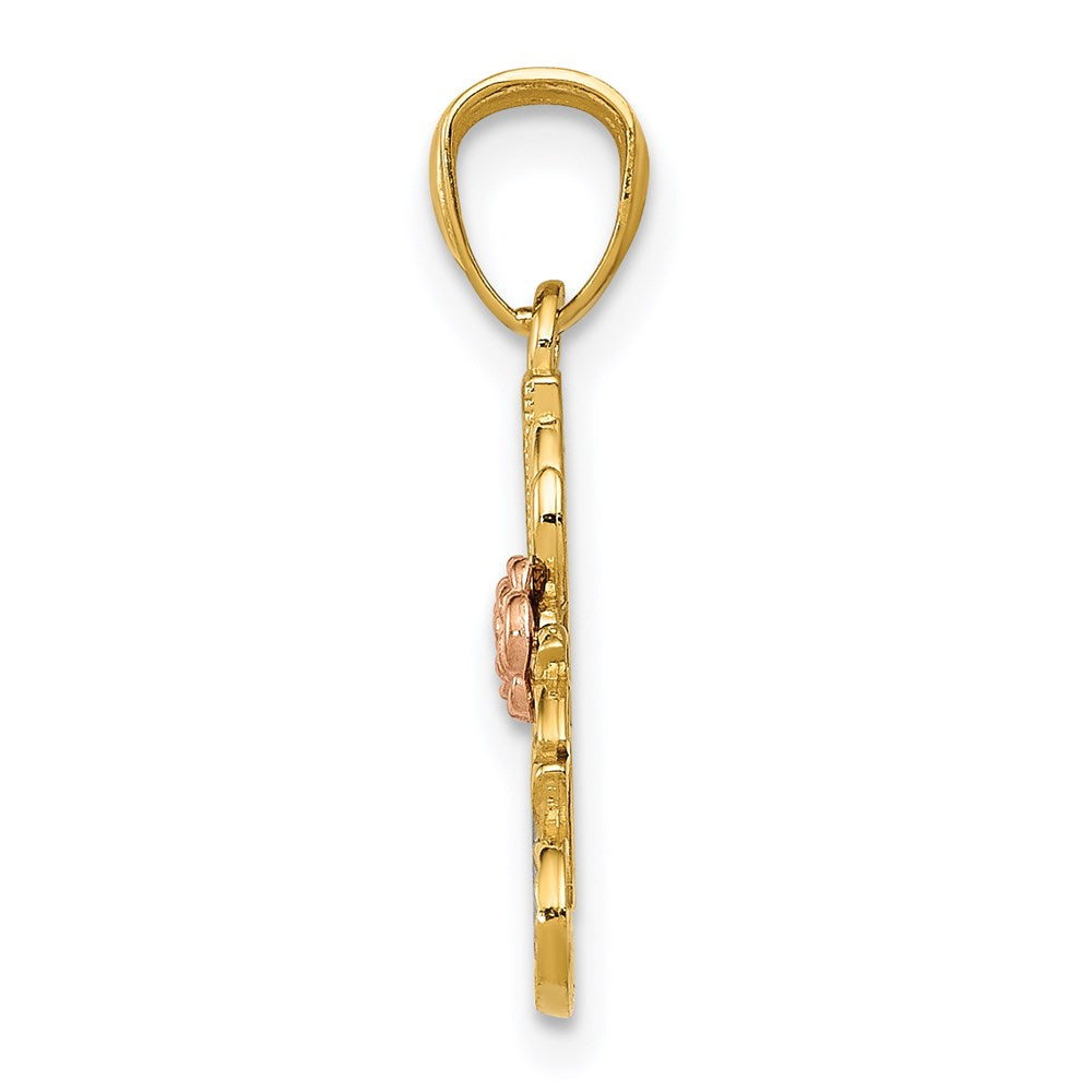 Million Charms 14K Yellow & Rose With Rhodium-plated Dc #1 Nana With Rose Pendant