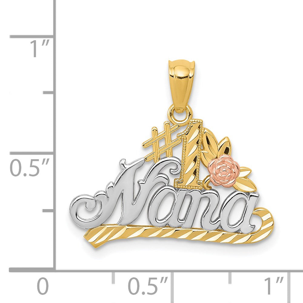 Million Charms 14K Yellow & Rose With Rhodium-plated Dc #1 Nana With Rose Pendant