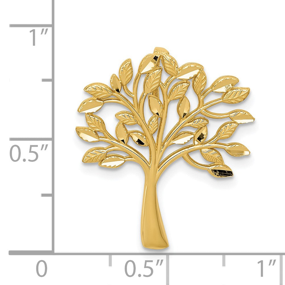 Million Charms 14K Yellow Gold Themed Diamond-Cut Polished Tree Of Life Slide