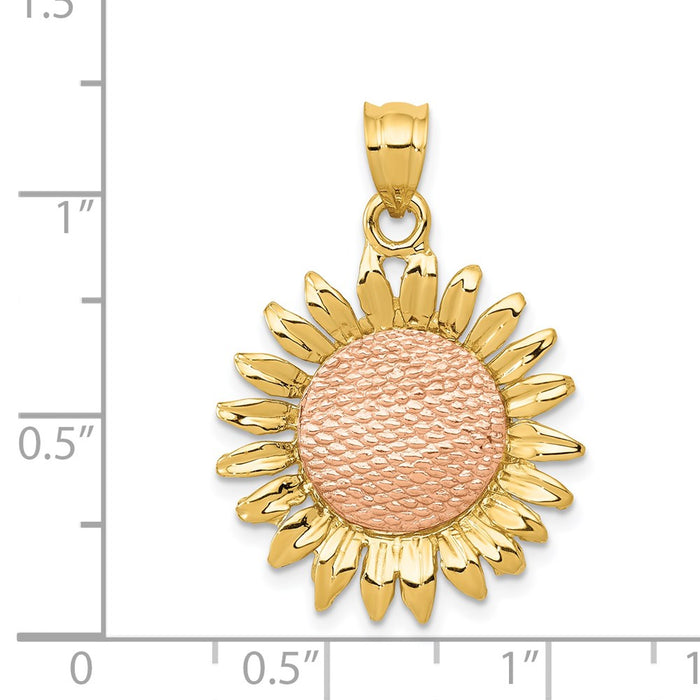 Million Charms 14K Two-Tone Polished Sunflower Pendant