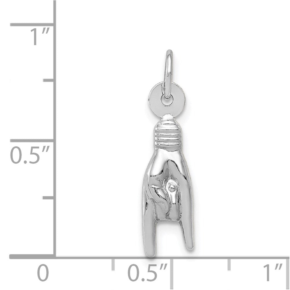 Million Charms 14K White Gold Themed Rock On Sign Charm