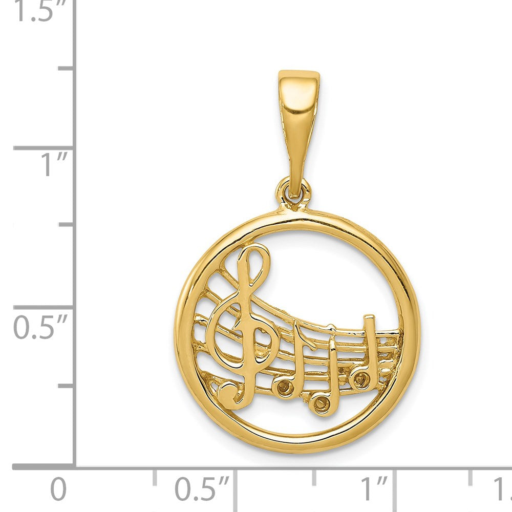 Million Charms 14K Yellow Gold Themed Gold Themed Polished Musical Notes Pendant