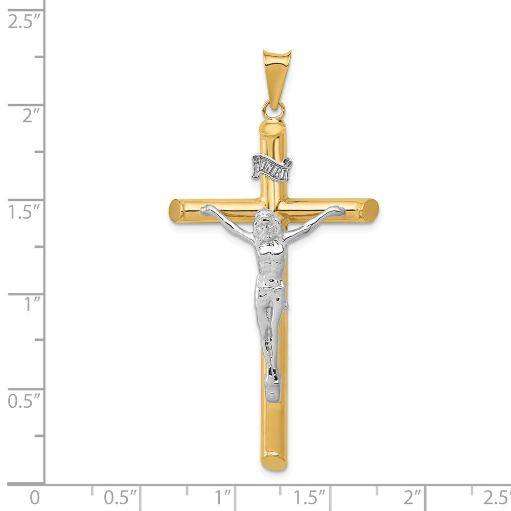 Million Charms 14K Two-Tone Polished Relgious Crucifix Pendant