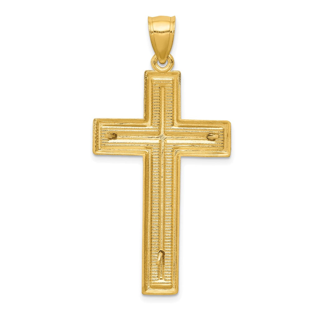 Million Charms 14K Two-Tone Diamond-Cut Latin Relgious Crucifix Pendant