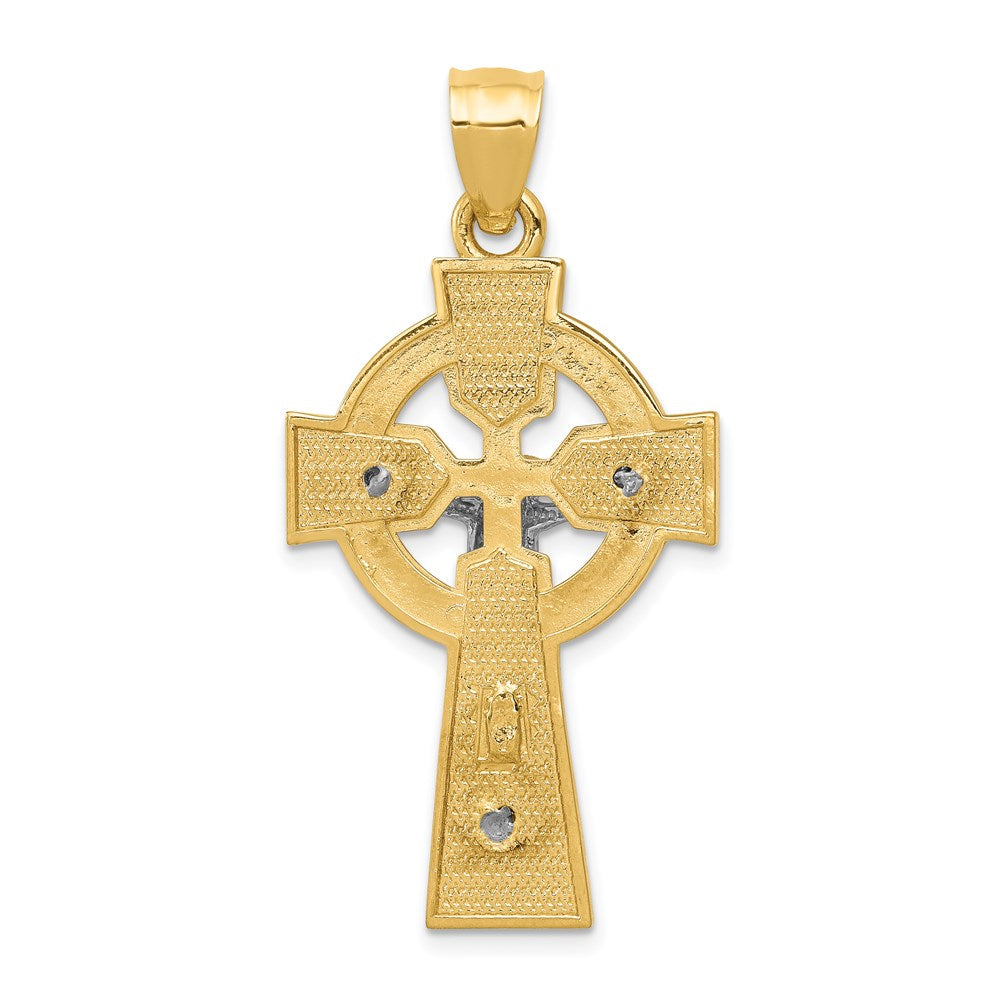 Million Charms 14K Two-Tone Polished Celtic Inri Relgious Crucifix Pendant