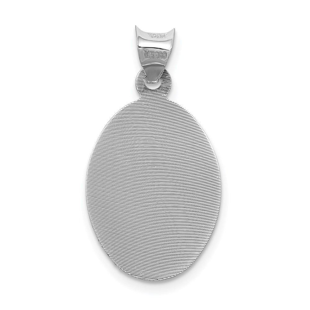 Million Charms 14K White Gold Themed Relgious Our Lady Of Guadalupe Oval Pendant