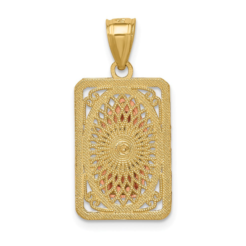 Million Charms 14K Two-Tone With White Rhodium-plated Diamond-Cut Lady Of Guadalupe Pendant